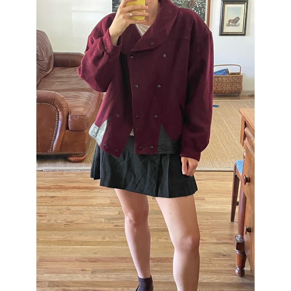 Vintage Burgundy Oversize Cropped Jacket Size Large